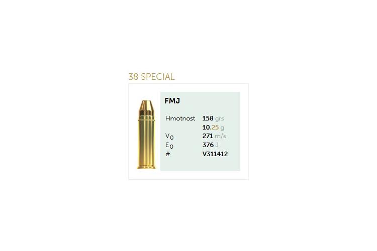 Náboje 38 SPECIAL, FMJ, 158Gr, 10,25g, Sellier & Bellot, 50 ks