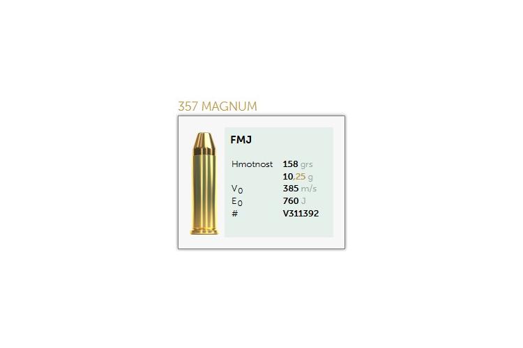 Náboje 357 MAGNUM, FMJ, 158Gr, 10,25g, Sellier & Bellot, 50 ks