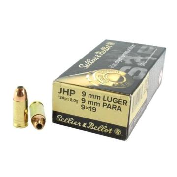 Střelivo 9mm Luger, JHP, 124Gr, 8g, Sellier & Bellot, 50 ks