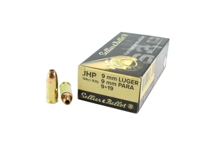 Střelivo 9mm Luger, JHP, 124Gr, 8g, Sellier & Bellot, 50 ks