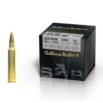 Puškové náboje .223 Rem. FMJ, 55 gr, balení 100 ks, Sellier & Bellot