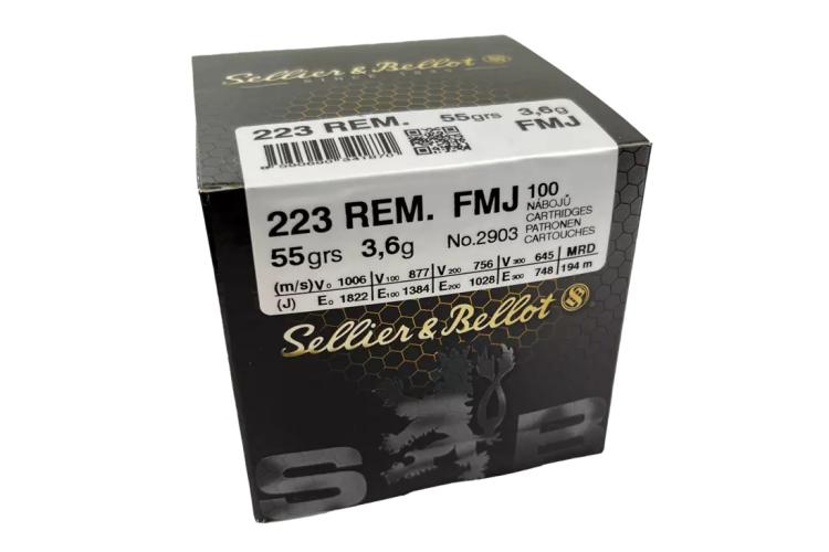 Puškové náboje .223 Rem. FMJ, 55 gr, balení 100 ks, Sellier & Bellot