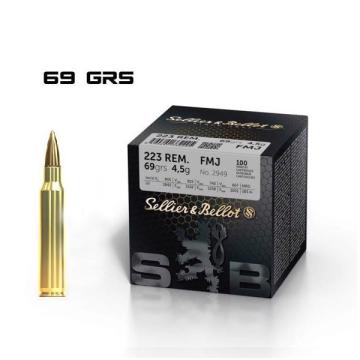 Puškové náboje .223 Rem. FMJ, 69 gr, balení 100 ks, Sellier & Bellot