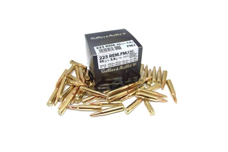 Puškový náboj .223 Rem. FMJ, 55 gr, AKČNÍ balení 1000 ks, Sellier & Bellot