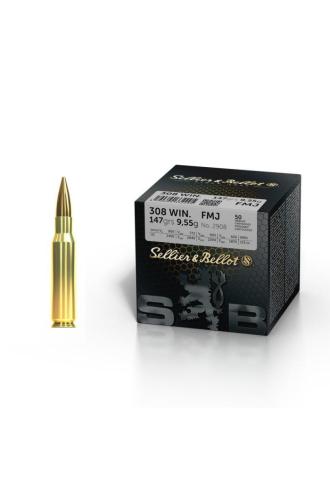 Náboj .308 WIN FMJ 147gr, Sellier & Bellot, balení 50 ks