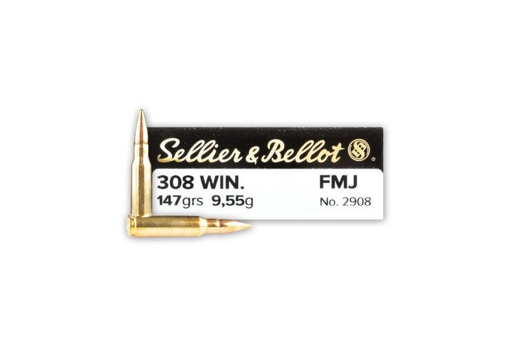 Náboj .308 WIN FMJ 147gr, Sellier & Bellot, balení 50 ks