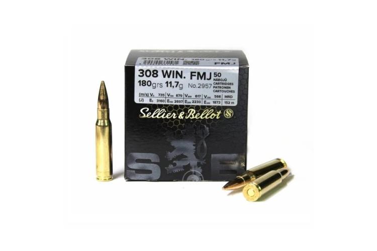 Náboj .308 WIN FMJ 180gr, Sellier & Bellot, balení 50 ks