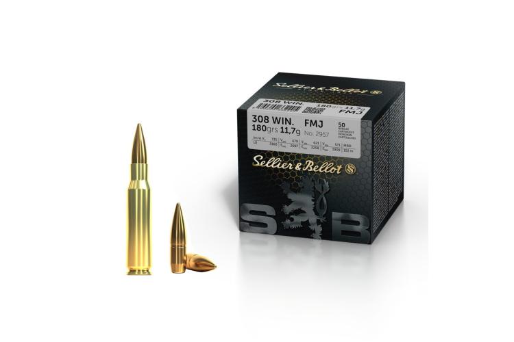 Náboj .308 WIN FMJ 180gr, Sellier & Bellot, balení 50 ks