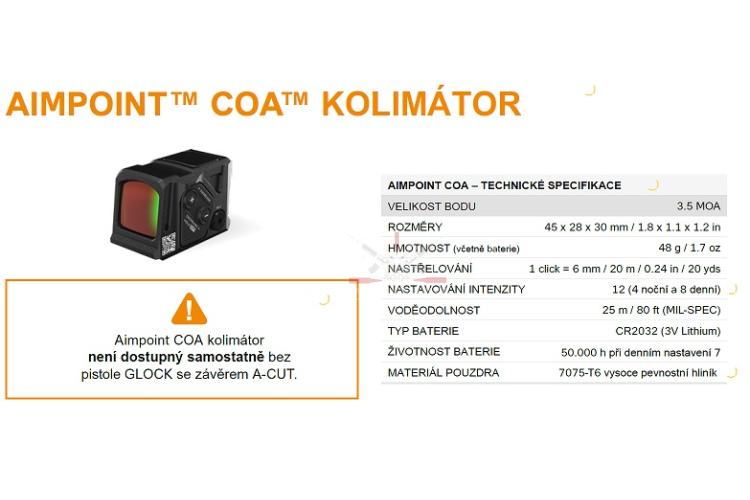 Pistole Glock 45 gen6 A-CUT COA Combo Aimpoint - prodej zbraní Glock Olomouc