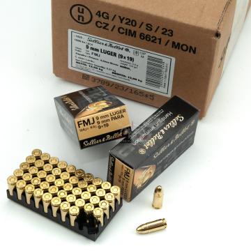 Střelivo 9mm Luger, FMJ, 124Gr, 8g, Sellier & Bellot, 2000 ks