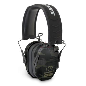 Elektronická střelecká sluchátka Walkers Razor Slim v maskovacím vzoru Multicam Black.