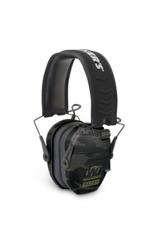 Elektronická střelecká sluchátka Walkers Razor Slim v maskovacím vzoru Multicam Black.