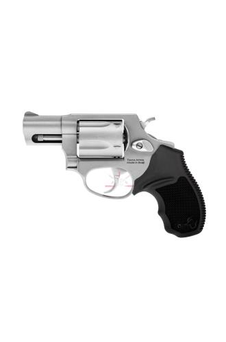 Nerezový revolver Taurus Model 605 ráže .357 Magnum s dvoupalcovou hlavní a pětiranným válcem.