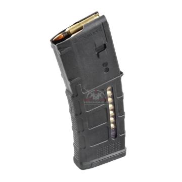 Černý polymerový zásobník Magpul PMAG M3 s průhledným oknem pro pušky AR15 na 30 nábojů.
