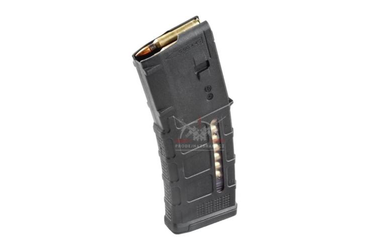 Černý polymerový zásobník Magpul PMAG M3 s průhledným oknem pro pušky AR15 na 30 nábojů.