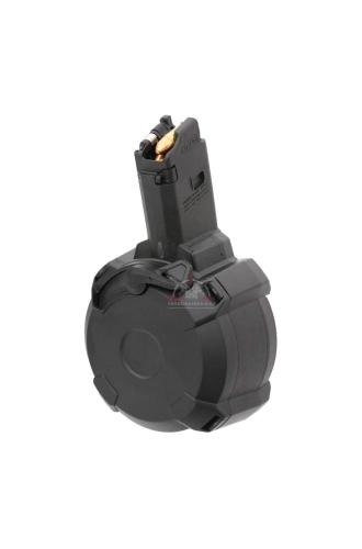 Černý bubnový zásobník Magpul PMAG D-50 EV9 pro samopal CZ Scorpion EVO na 50 nábojů.