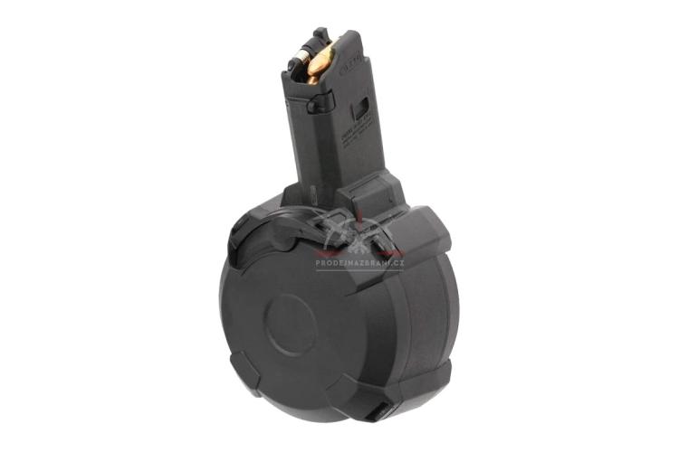 Černý bubnový zásobník Magpul PMAG D-50 EV9 pro samopal CZ Scorpion EVO na 50 nábojů.