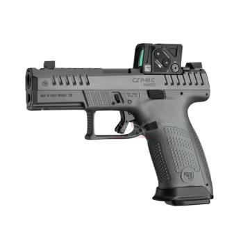Samonabíjecí pistole CZ P-10 C OR PORTED s kolimátorem Aimpoint COA a portovanou hlavní.