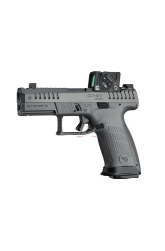 Samonabíjecí pistole CZ P-10 C OR PORTED s kolimátorem Aimpoint COA a portovanou hlavní.