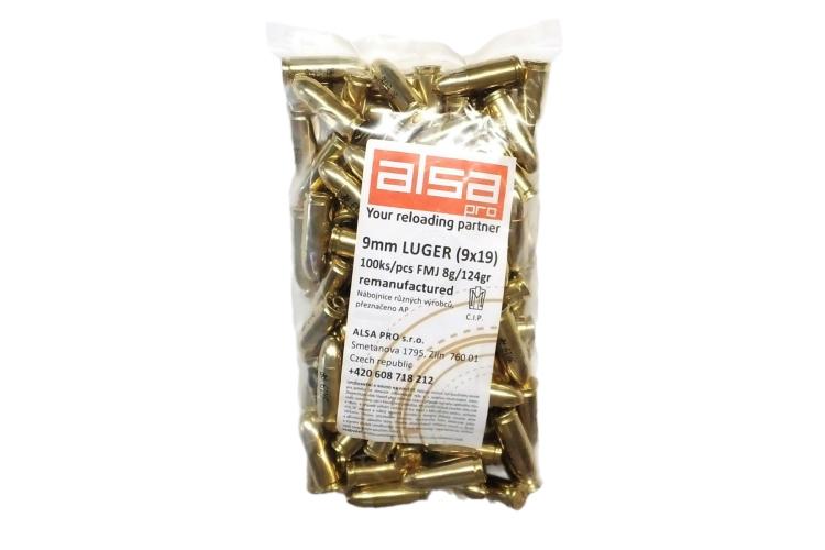 Náboj 9mm Luger ALSA PRO FMJ 124gr, balení 1000 ks